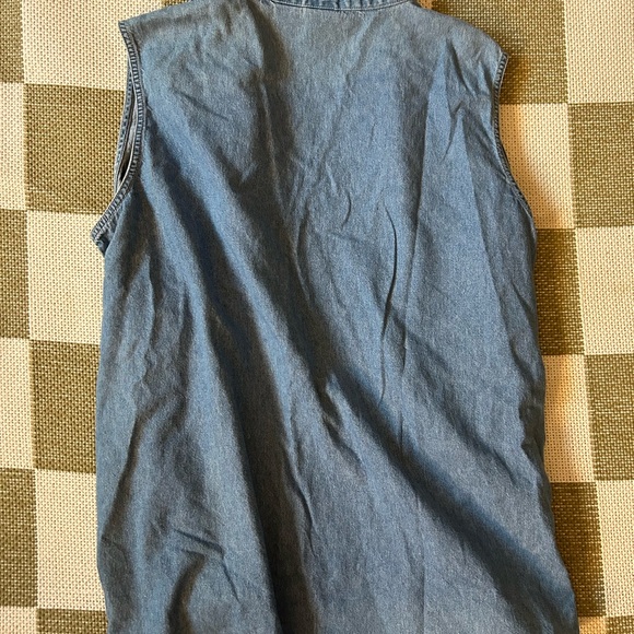 Vintage y2K Disney Mickey Unlimited Mouse denim button down tank shirt size XL - Picture 5 of 5